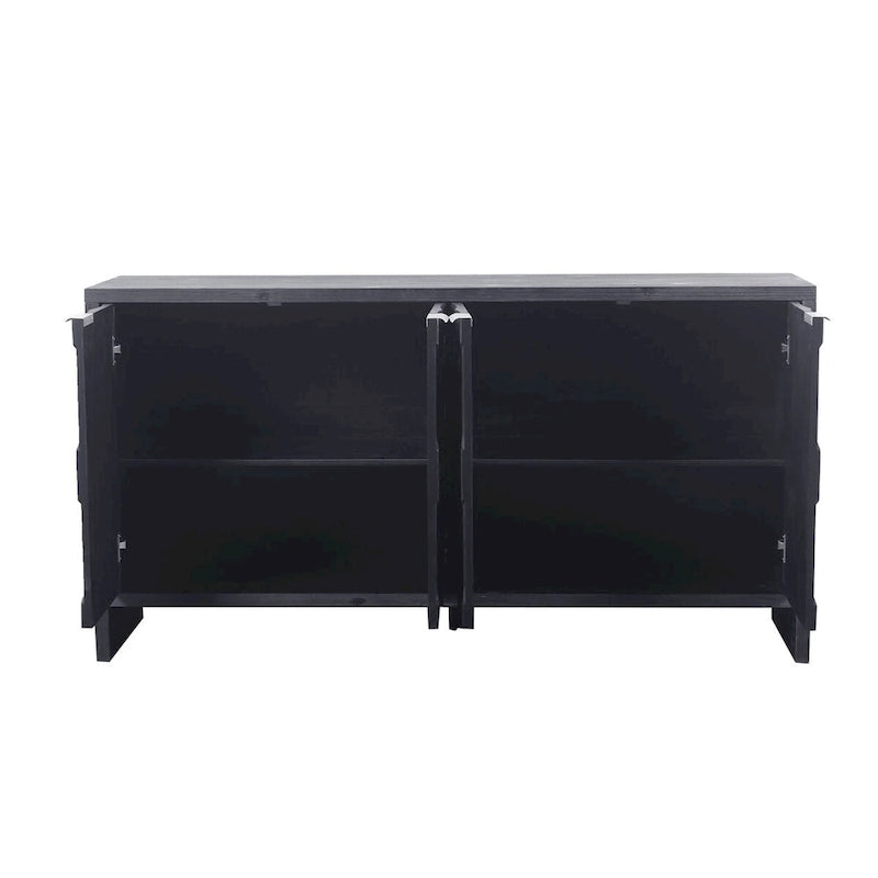 Farmhouse Style 4 Door Wooden Cabinet Sideboard for Living Room